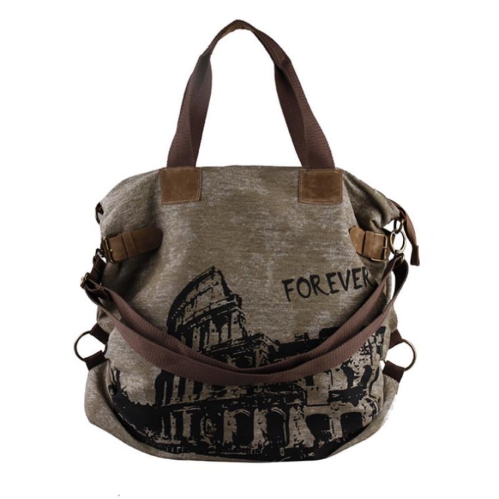 Rome Canvas Tote Shoulder Bag with Detachable Strap - Picture 3 of 5